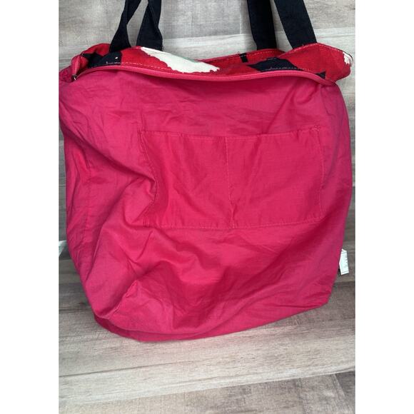 Marimekko red pink poppy floral canvas bag Breast Cancer Awareness Tote - Picture 12 of 12